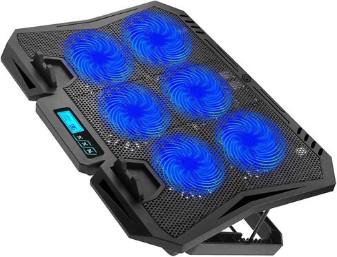 وسادة تبريد للكمبيوتر المحمول BESPORTBLE مقاس 15.6 بوصة، حامل مروحة هادئ مع سرعة قابلة للتعديل LED زرقاء للألعاب وأجهزة الكمبيوتر المحمولة المكتبية، حامل تبريد للكمبيوتر الشخصي متوافق مع أجهزة الكمبيوتر المحمولة in Kuwait