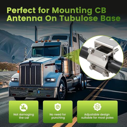 Anina Groove CB Radio Antenna Mount for SO239 Stud 3/8-24 Thread Stainless Steel Bracket Fit Truck Mirror (Fits 13-30mm Tube), Semi Truck, Jeep, Off-Road Vehicles in Saudi Arabia