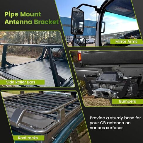 Anina Groove CB Radio Antenna Mount for SO239 Stud 3/8-24 Thread Stainless Steel Bracket Fit Truck Mirror (Fits 13-30mm Tube), Semi Truck, Jeep, Off-Road Vehicles in Saudi Arabia