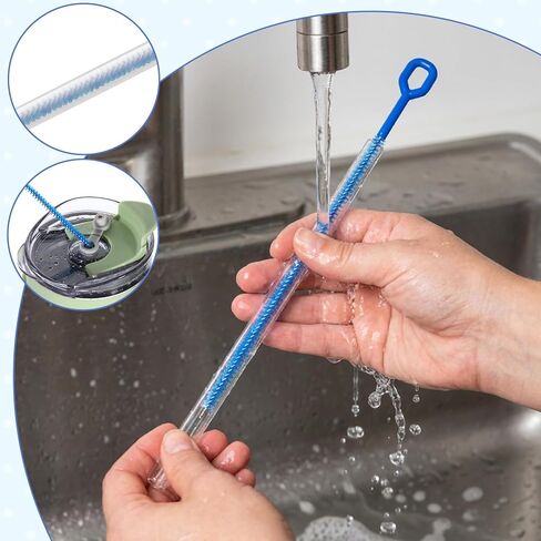 4 قطع من فرش القش لتنظيف القش من Ouligay، فرشاة تنظيف طويلة جدًا 12.4 بوصة مع مقبض، فرش تنظيف قابلة لإعادة الاستخدام لزجاجات المياه، قش معدني زجاجي (0.31 بوصة + 0.39 بوصة + 0.47 بوصة) in Kuwait