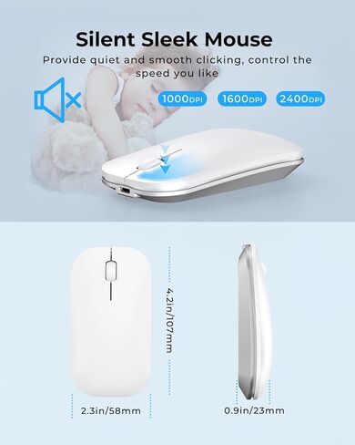 seenda Wireless Bluetooth Keyboard and Mouse Combo (USB + Dual BT), SKM64-3 Multi-Device Rechargeable Slim Keyboard and Mouse, Compatible for Win 7/8/10, MacBook Pro/Air, iPad, Tablet in Saudi Arabia