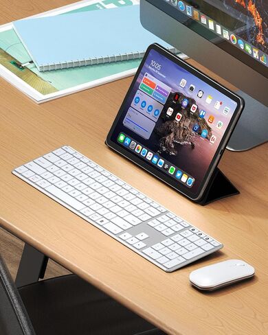 seenda Wireless Bluetooth Keyboard and Mouse Combo (USB + Dual BT), SKM64-3 Multi-Device Rechargeable Slim Keyboard and Mouse, Compatible for Win 7/8/10, MacBook Pro/Air, iPad, Tablet in Saudi Arabia