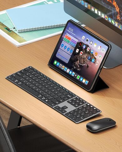 seenda Wireless Bluetooth Keyboard and Mouse Combo (USB + Dual BT), SKM64-3 Multi-Device Rechargeable Slim Keyboard and Mouse, Compatible for Win 7/8/10, MacBook Pro/Air, iPad, Tablet in Saudi Arabia
