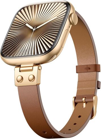 SNBLK Slim Leather Band Compatible with Apple Watch Bands Women 40mm 41mm 42mm 44mm 46mm 49mm 38mm 45mm, Dressy Top Grain Genuine Leather Strap for iWatch SE Series 11/10/9/8/7/6/5/4/3/2/1, Brown in Saudi Arabia