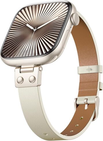 SNBLK Slim Leather Band Compatible with Apple Watch Bands Women 40mm 41mm 42mm 44mm 46mm 49mm 38mm 45mm, Dressy Top Grain Genuine Leather Strap for iWatch SE Series 11/10/9/8/7/6/5/4/3/2/1, Brown in Saudi Arabia