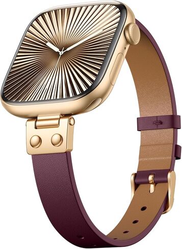 SNBLK Slim Leather Band Compatible with Apple Watch Bands Women 40mm 41mm 42mm 44mm 46mm 49mm 38mm 45mm, Dressy Top Grain Genuine Leather Strap for iWatch SE Series 11/10/9/8/7/6/5/4/3/2/1, Brown in Saudi Arabia