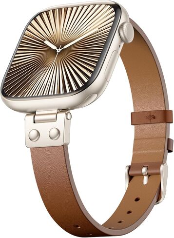 SNBLK Slim Leather Band Compatible with Apple Watch Bands Women 40mm 41mm 42mm 44mm 46mm 49mm 38mm 45mm, Dressy Top Grain Genuine Leather Strap for iWatch SE Series 11/10/9/8/7/6/5/4/3/2/1, Brown in Saudi Arabia