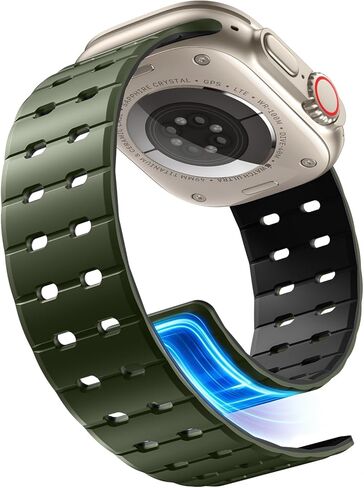 Getino Magnetic Silicone Band Compatible with Apple Watch Bands for Men 44mm 45mm 46mm 49mm 42mm Women,Strong Magnet Breathable Sport Strap for iWatch Series 11 Ultra 3 Ultra 2 Se 10 9 8 7 6 5 4 1 in Saudi Arabia