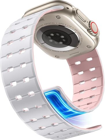 Getino Magnetic Silicone Band Compatible with Apple Watch Bands for Men 44mm 45mm 46mm 49mm 42mm Women,Strong Magnet Breathable Sport Strap for iWatch Series 11 Ultra 3 Ultra 2 Se 10 9 8 7 6 5 4 1 in Saudi Arabia