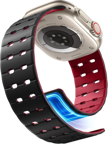 Getino Magnetic Silicone Band Compatible with Apple Watch Bands for Men 44mm 45mm 46mm 49mm 42mm Women,Strong Magnet Breathable Sport Strap for iWatch Series 11 Ultra 3 Ultra 2 Se 10 9 8 7 6 5 4 1 in Saudi Arabia