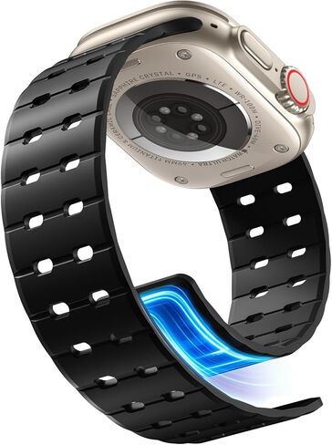 Getino Magnetic Silicone Band Compatible with Apple Watch Bands for Men 44mm 45mm 46mm 49mm 42mm Women,Strong Magnet Breathable Sport Strap for iWatch Series 11 Ultra 3 Ultra 2 Se 10 9 8 7 6 5 4 1 in Saudi Arabia