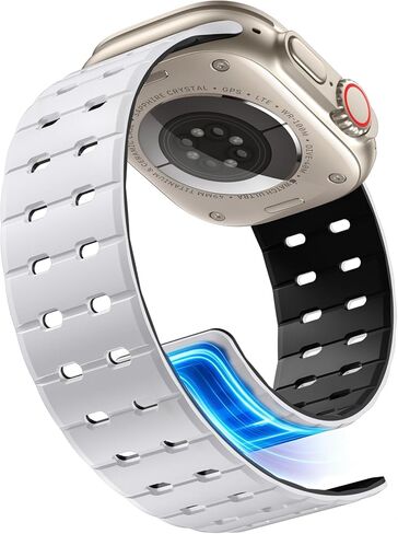 Getino Magnetic Silicone Band Compatible with Apple Watch Bands for Men 44mm 45mm 46mm 49mm 42mm Women,Strong Magnet Breathable Sport Strap for iWatch Series 11 Ultra 3 Ultra 2 Se 10 9 8 7 6 5 4 1 in Saudi Arabia