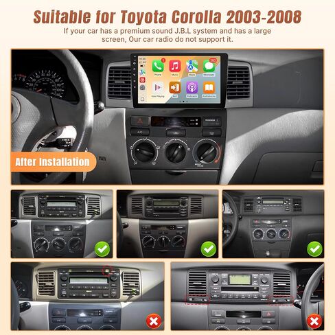 Upgraded Android Car Radio for Toyota Corolla 2003 2004 2005 2006 2007 2008 with Carplay Android Auto, 2+32GB 9Inch Touch Screen for Corolla Stereo with GPS Navi Bluetooth WiFi + MIC + Camera in Saudi Arabia