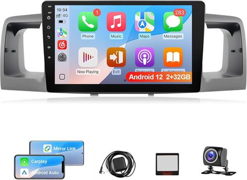 Upgraded Android Car Radio for Toyota Corolla 2003 2004 2005 2006 2007 2008 with Carplay Android Auto, 2+32GB 9Inch Touch Screen for Corolla Stereo with GPS Navi Bluetooth WiFi + MIC + Camera in Saudi Arabia