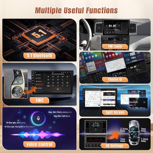 Upgraded Android Car Radio for Toyota Corolla 2003 2004 2005 2006 2007 2008 with Carplay Android Auto, 2+32GB 9Inch Touch Screen for Corolla Stereo with GPS Navi Bluetooth WiFi + MIC + Camera in Saudi Arabia