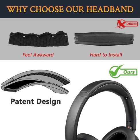 SOULWIT Headband Cover for Sony WH-XB910N Extra BASS Noise Cancelling Headphones (Do Not Fit WH-XB900N), Replacement Headstrap Pad Repair Part - Black in Saudi Arabia