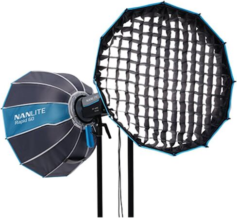 Nanlite SB-FM-RP60 Rapid 60 FM Mount Parabolic Softbox (23.6″ / 60cm) with Diffusers, Eggcrate Grid & Carry Bag — Compatible with Nanlite FM-Mount LED Video Light in Saudi Arabia
