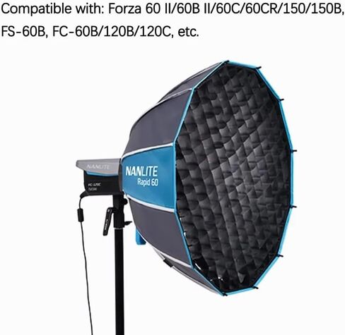 Nanlite SB-FM-RP60 Rapid 60 FM Mount Parabolic Softbox (23.6″ / 60cm) with Diffusers, Eggcrate Grid & Carry Bag — Compatible with Nanlite FM-Mount LED Video Light in Saudi Arabia