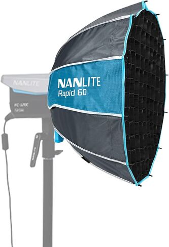 Nanlite SB-FM-RP60 Rapid 60 FM Mount Parabolic Softbox (23.6″ / 60cm) with Diffusers, Eggcrate Grid & Carry Bag — Compatible with Nanlite FM-Mount LED Video Light in Saudi Arabia
