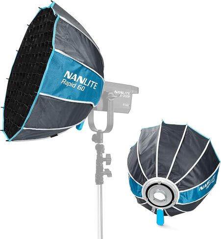 Nanlite SB-FM-RP60 Rapid 60 FM Mount Parabolic Softbox (23.6″ / 60cm) with Diffusers, Eggcrate Grid & Carry Bag — Compatible with Nanlite FM-Mount LED Video Light in Saudi Arabia