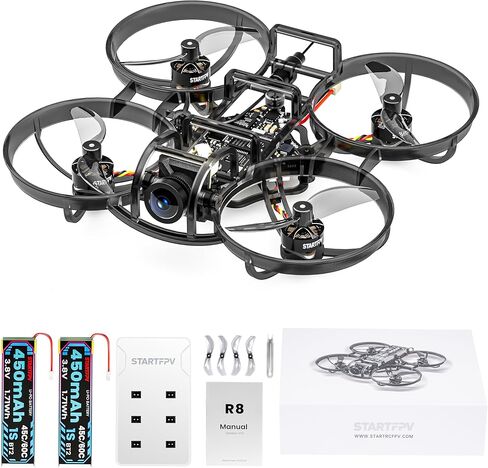 R8 ELRS بدون فرشاة Whoop Quadcopter، خفيفة الوزن 1S 80 مم Micro FPV بدون طيار BNF مع شاحن بطارية 6 منافذ، بطاريتان تطير لمدة 12 دقيقة لسباق FPV الحر في الأماكن المغلقة والخارجية، FOV160°، Matrix G4 5IN1 FC، محرك 0802 20000KV in Kuwait
