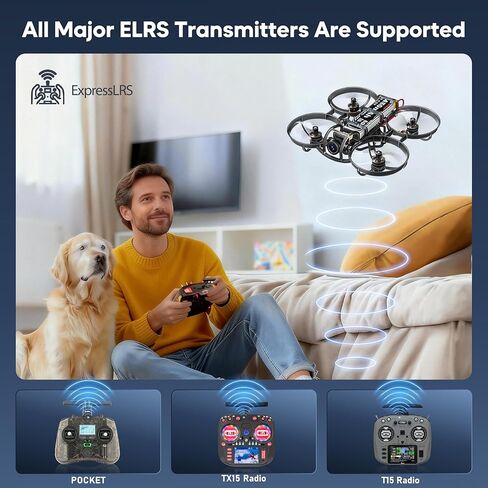 R8 ELRS بدون فرشاة Whoop Quadcopter، خفيفة الوزن 1S 80 مم Micro FPV بدون طيار BNF مع شاحن بطارية 6 منافذ، بطاريتان تطير لمدة 12 دقيقة لسباق FPV الحر في الأماكن المغلقة والخارجية، FOV160°، Matrix G4 5IN1 FC، محرك 0802 20000KV in Kuwait