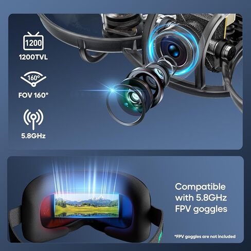R8 ELRS بدون فرشاة Whoop Quadcopter، خفيفة الوزن 1S 80 مم Micro FPV بدون طيار BNF مع شاحن بطارية 6 منافذ، بطاريتان تطير لمدة 12 دقيقة لسباق FPV الحر في الأماكن المغلقة والخارجية، FOV160°، Matrix G4 5IN1 FC، محرك 0802 20000KV in Kuwait
