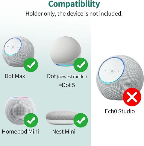 حامل حائط PlusAcc لـ Dot Max & Dot 5 - رف شفاف قوي لجهاز Homepod Mini، حامل موفر للمساحة، إدارة كابلات مدمجة (عبوة واحدة) in Kuwait