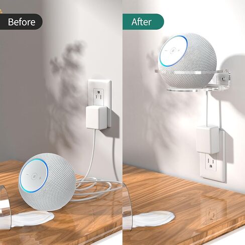 حامل حائط PlusAcc لـ Dot Max & Dot 5 - رف شفاف قوي لجهاز Homepod Mini، حامل موفر للمساحة، إدارة كابلات مدمجة (عبوة واحدة) in Kuwait