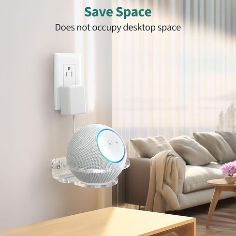 حامل حائط PlusAcc لـ Dot Max & Dot 5 - رف شفاف قوي لجهاز Homepod Mini، حامل موفر للمساحة، إدارة كابلات مدمجة (عبوة واحدة) in Kuwait