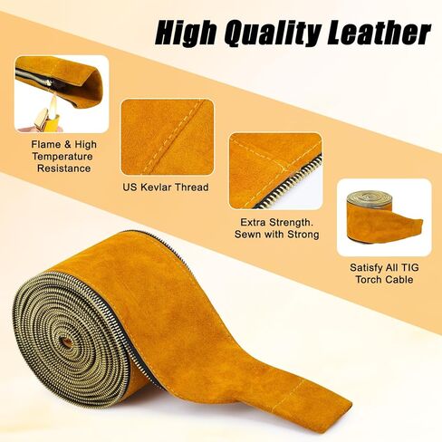 TIG Welding Torch Cable Cover - Leather Tig Hose Cover For TIG/MIG Torch Cable, 25ft Long, 4in Wide, Easy To Fold And Place in Saudi Arabia