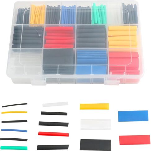 580pcs Heat Shrink Tubing Kit, Shrink Ratio 2:1, 7 Colors 11 Sizes Insulation Shrinkable Tubes Assortment Wire Cable Sleeve Kit with Box in Saudi Arabia