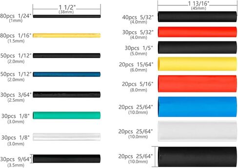 580pcs Heat Shrink Tubing Kit, Shrink Ratio 2:1, 7 Colors 11 Sizes Insulation Shrinkable Tubes Assortment Wire Cable Sleeve Kit with Box in Saudi Arabia
