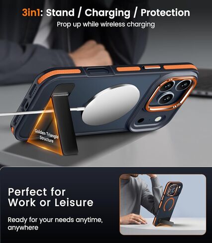 Magnetic for iPhone 17 Pro Max Case with Stand, Compatible with MagSafe, Slim Translucent Matte Military-Grade Drop Protection Phone Cover, Cosmic Orange in Saudi Arabia