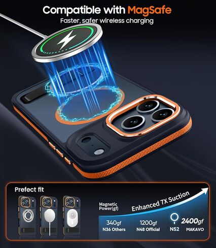 Magnetic for iPhone 17 Pro Max Case with Stand, Compatible with MagSafe, Slim Translucent Matte Military-Grade Drop Protection Phone Cover, Cosmic Orange in Saudi Arabia