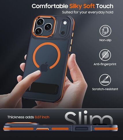 Magnetic for iPhone 17 Pro Max Case with Stand, Compatible with MagSafe, Slim Translucent Matte Military-Grade Drop Protection Phone Cover, Cosmic Orange in Saudi Arabia