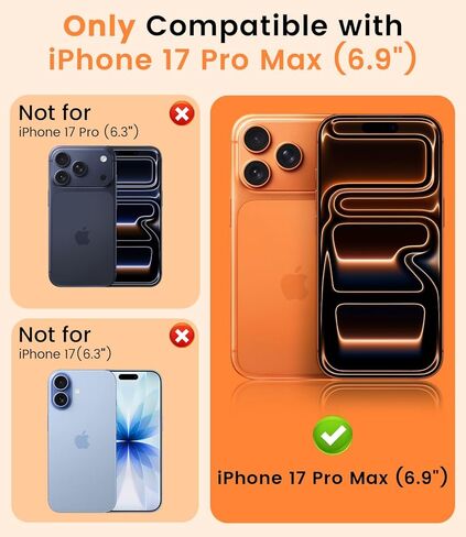 Magnetic for iPhone 17 Pro Max Case with Stand, Compatible with MagSafe, Slim Translucent Matte Military-Grade Drop Protection Phone Cover, Cosmic Orange in Saudi Arabia