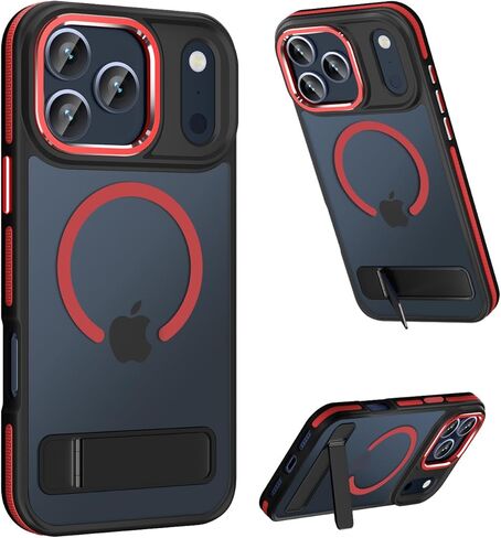 Magnetic for iPhone 17 Pro Max Case with Stand, Compatible with MagSafe, Slim Translucent Matte Military-Grade Drop Protection Phone Cover, Cosmic Orange in Saudi Arabia