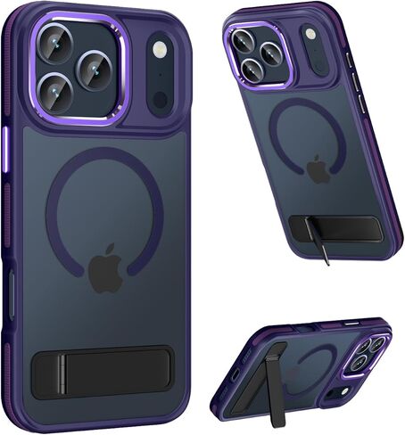 Magnetic for iPhone 17 Pro Max Case with Stand, Compatible with MagSafe, Slim Translucent Matte Military-Grade Drop Protection Phone Cover, Cosmic Orange in Saudi Arabia