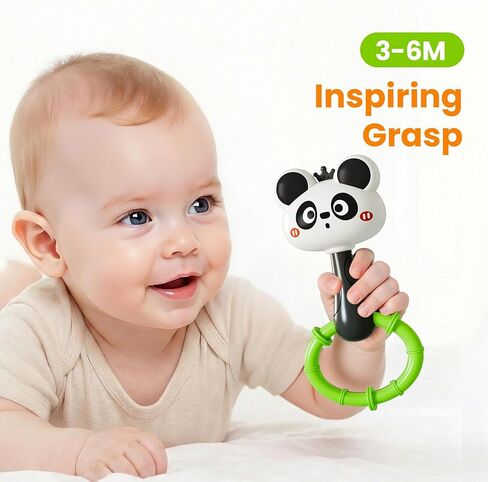 iPlay، iLearn Baby Maracas Rattle Toy، مجموعة خشخيشات للحيوانات للرضع، حلقات تسنين حسية لحديثي الولادة، لعبة سرير لعربة الأطفال وقت البطن، هدية عيد ميلاد 3 4 6 7 9 12 18 شهرًا طفلة صغيرة in Kuwait
