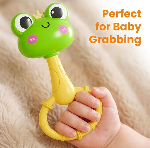 iPlay، iLearn Baby Maracas Rattle Toy، مجموعة خشخيشات للحيوانات للرضع، حلقات تسنين حسية لحديثي الولادة، لعبة سرير لعربة الأطفال وقت البطن، هدية عيد ميلاد 3 4 6 7 9 12 18 شهرًا طفلة صغيرة in Kuwait