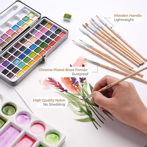 Golden Maple Detail Paint Brushes, 10Pcs Miniature Paint Brush Set Artist Brushes Perfect for Acrylic, Model, Watercolor and Paint by Numbers, for Beginner in Saudi Arabia