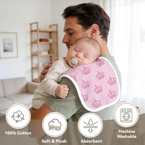 8 Pack Burp Cloths Organic Cotton, Pink Bows Baby Burp Cloths Girls, Absorbent Baby Burping Cloth, Soft Burping Cloth Set for Feeding, New Mom Gifts for Newborns Essentials Gift Set, 19"x9" in Saudi Arabia