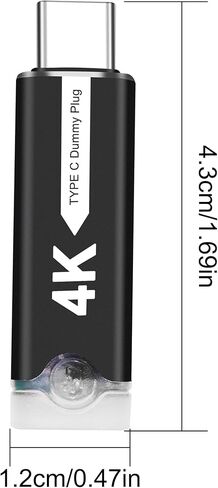 XMSJSIY USB Type C Dummys Plug Display Emulator 4K@60 هرتز USB-C HDR شاشة افتراضية محول شبح مقطوعة الرأس مع ضوء LED للتحكم عن بعد بدون شاشة - قطعة واحدة in Saudi Arabia