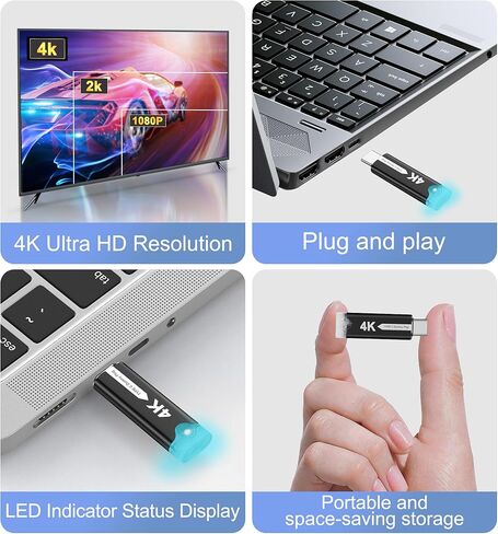 XMSJSIY USB Type C Dummys Plug Display Emulator 4K@60 هرتز USB-C HDR شاشة افتراضية محول شبح مقطوعة الرأس مع ضوء LED للتحكم عن بعد بدون شاشة - قطعة واحدة in Saudi Arabia