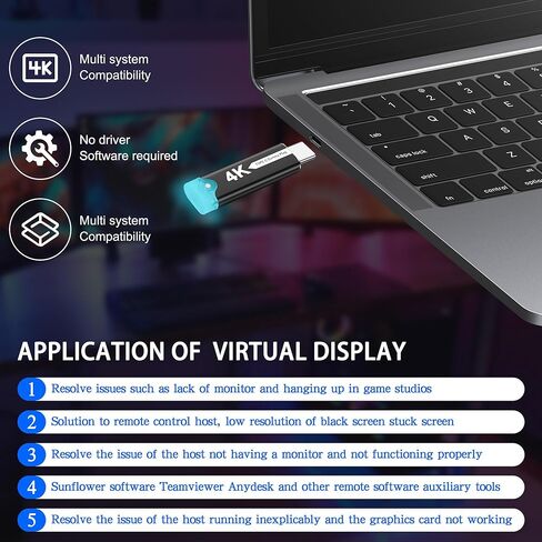 XMSJSIY USB Type C Dummys Plug Display Emulator 4K@60 هرتز USB-C HDR شاشة افتراضية محول شبح مقطوعة الرأس مع ضوء LED للتحكم عن بعد بدون شاشة - قطعة واحدة in Saudi Arabia