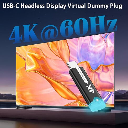 XMSJSIY USB Type C Dummys Plug Display Emulator 4K@60 هرتز USB-C HDR شاشة افتراضية محول شبح مقطوعة الرأس مع ضوء LED للتحكم عن بعد بدون شاشة - قطعة واحدة in Saudi Arabia
