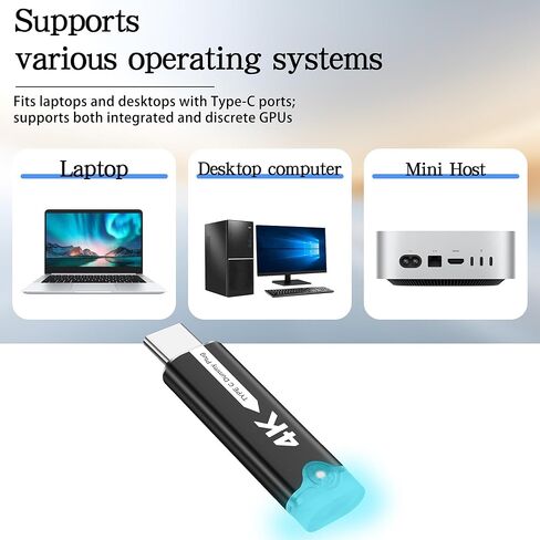 XMSJSIY USB Type C Dummys Plug Display Emulator 4K@60 هرتز USB-C HDR شاشة افتراضية محول شبح مقطوعة الرأس مع ضوء LED للتحكم عن بعد بدون شاشة - قطعة واحدة in Saudi Arabia