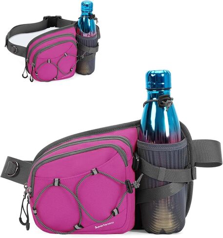 sportsnew Hydration Waist Pack with Water Bottle Holder, 2L Large Fanny Pack for Running Hiking Dog Walking, Water-Resistant Crossbody Waist Bag for Men Women, Patent Pending in Saudi Arabia