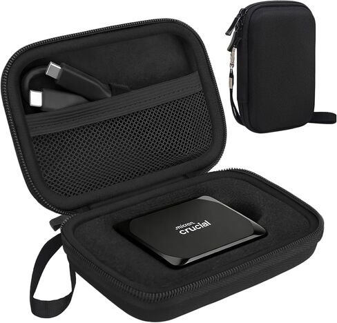 Lacdo Hard Drive Carrying Case for Crucial X9 / X10 / X10 Pro / X9 Pro SSD 1TB 2TB 4TB 6TB 8TB Portable External Solid State Drive Shockproof Water Repellent Crucial SSD Case Storage Travel Bag, Black in Saudi Arabia